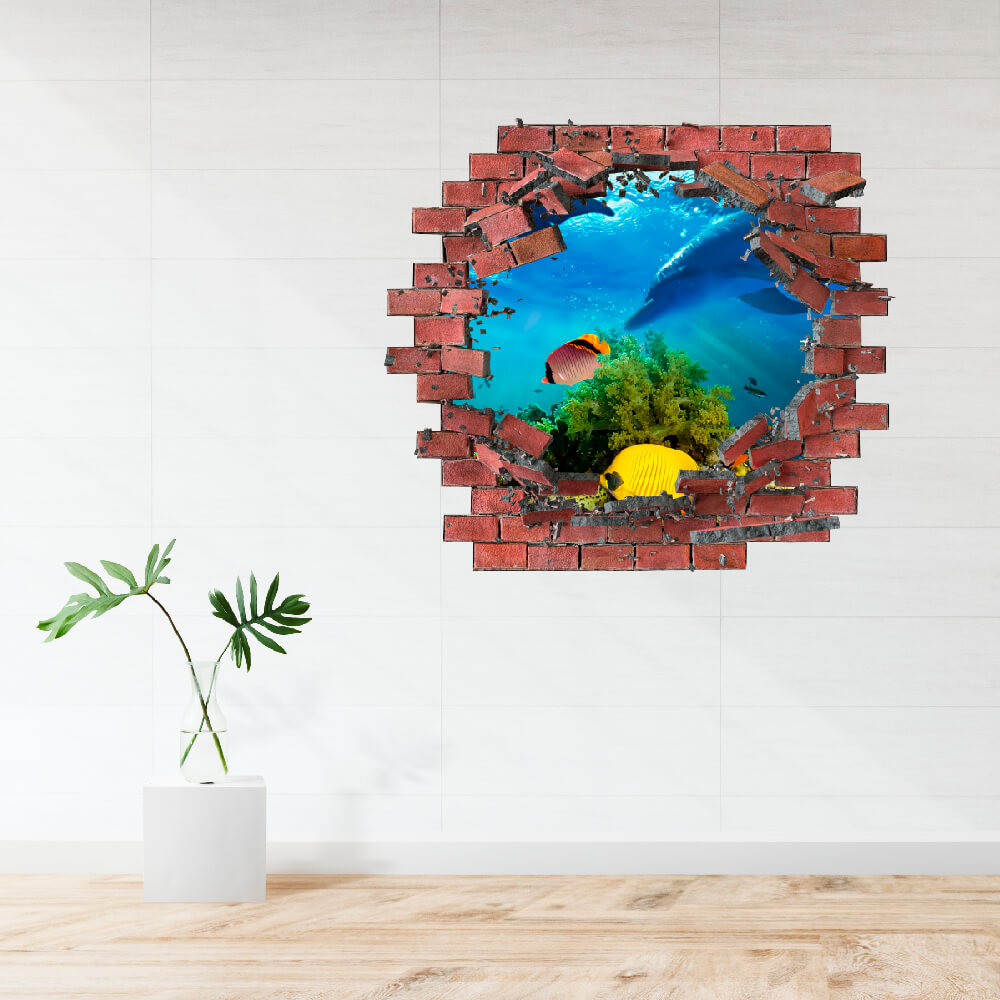 3D  KITÖRT FAL FALMATRICA VÍZI VILÁG