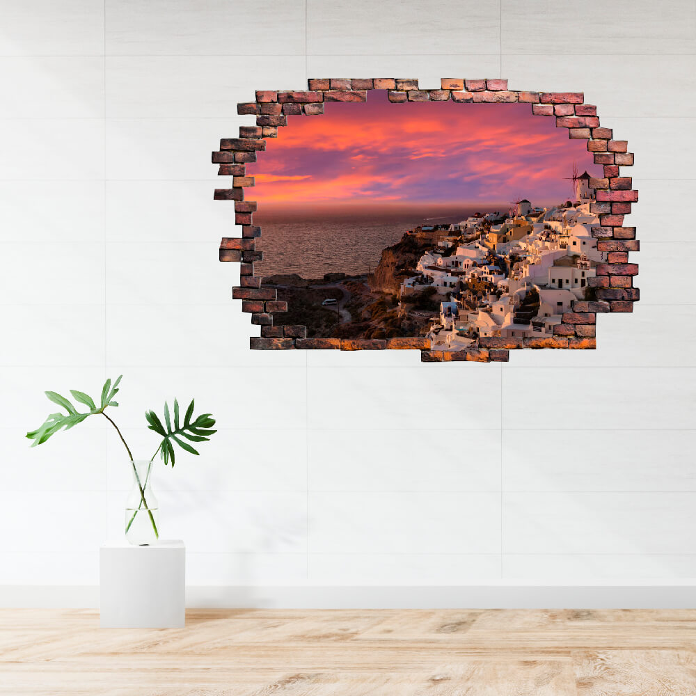 3D  KITÖRT FAL FALMATRICA SANTORINI NAPNYUGTA