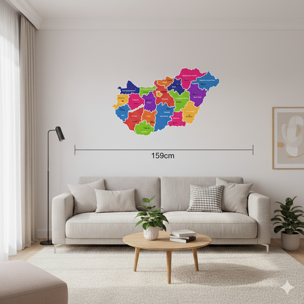 MAGYARORSZÁG SZÍNES TÉRKÉP FALMATRICA