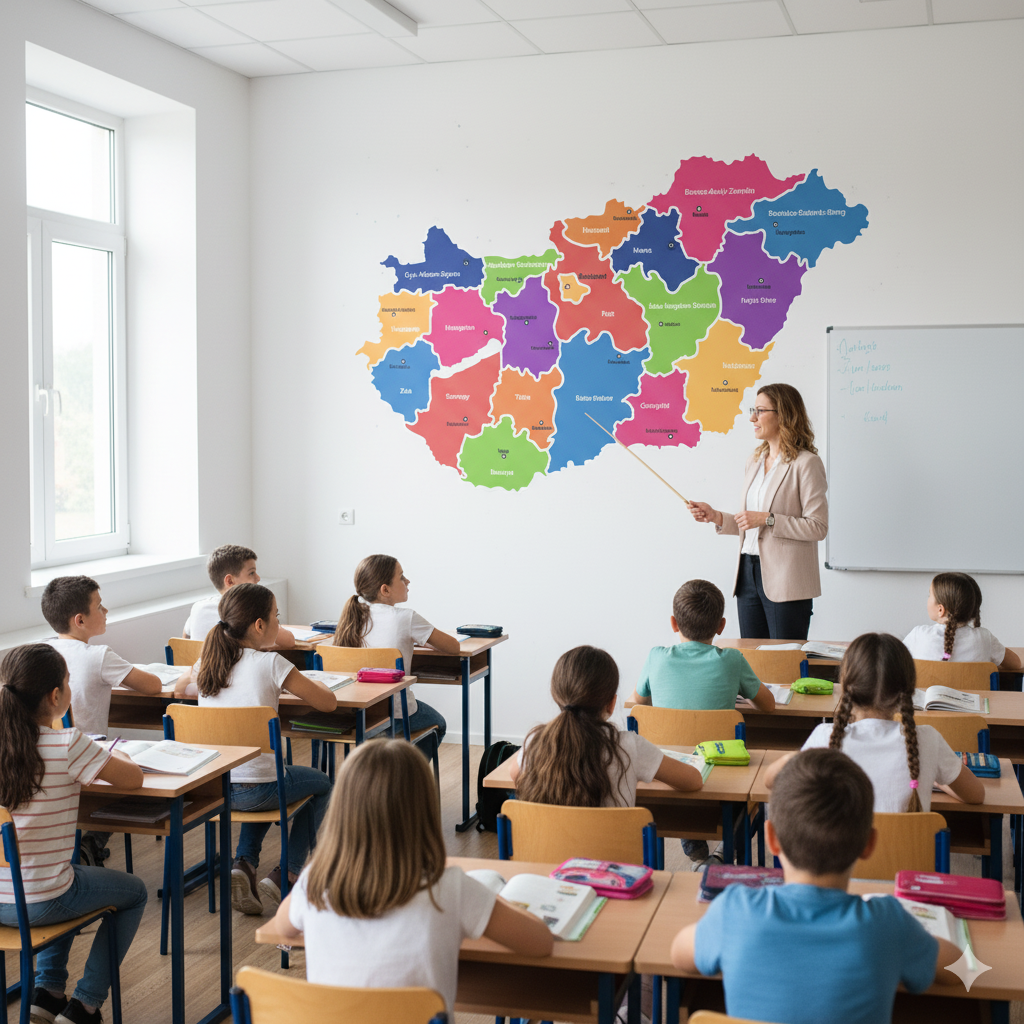 MAGYARORSZÁG SZÍNES TÉRKÉP FALMATRICA