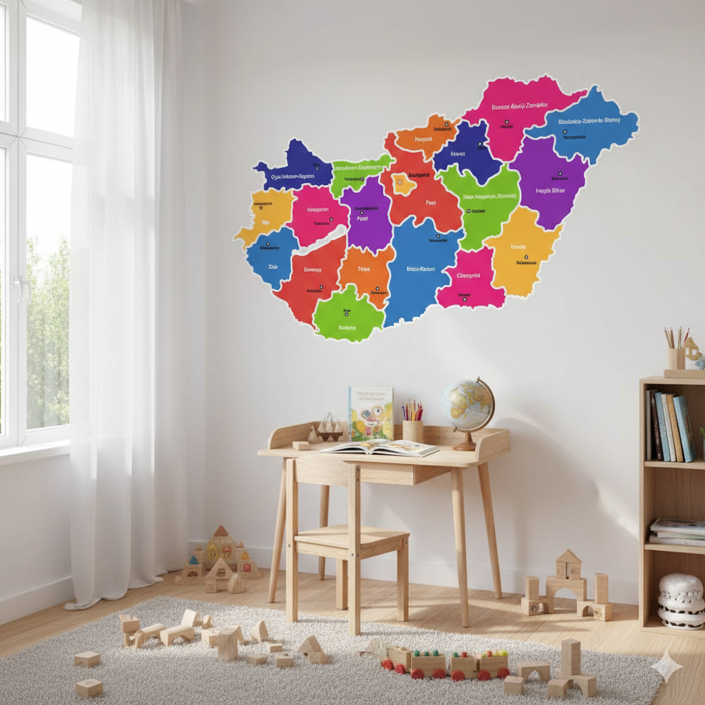 MAGYARORSZÁG SZÍNES TÉRKÉP FALMATRICA