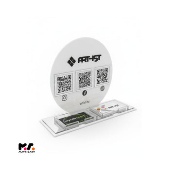 Egyedi Prémium Social Media Plexi Tábla QR-kódokkal, kártyatartóval