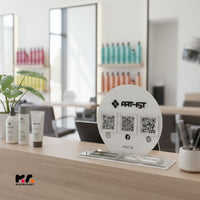 Egyedi Prémium Social Media Plexi Tábla QR-kódokkal, kártyatartóval