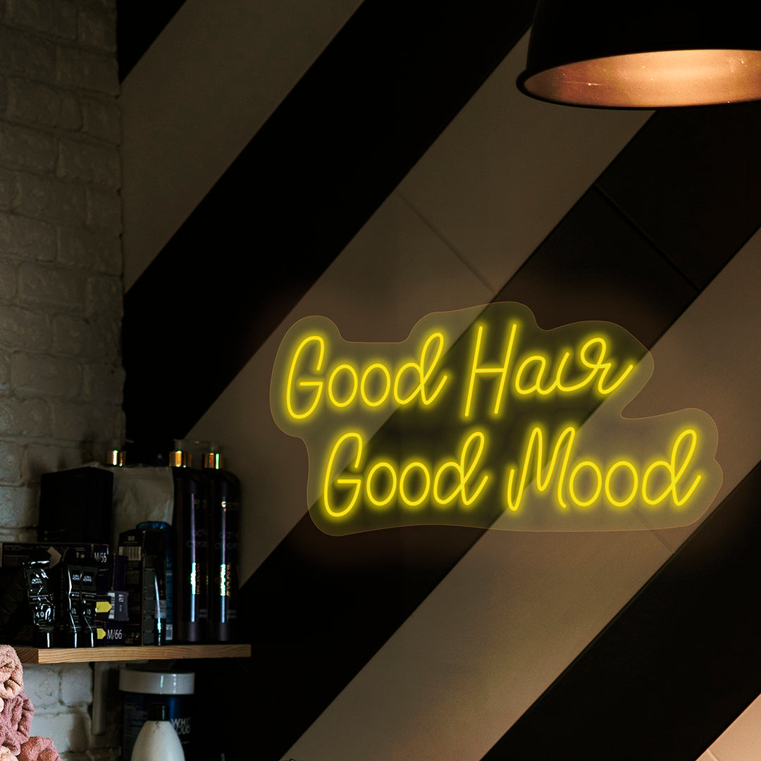 Good hair, good mood neon