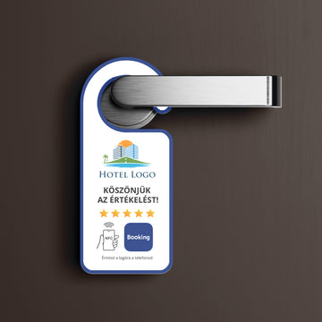Booking Értékelésgyűjtő ajtókilincs akasztó NFC-vel és egyedi logóval
