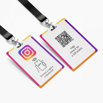 Instagram Követőgyűjtő nyakba akasztható névjegykártya NFC-vel és QR kóddal - magyar nyelvű