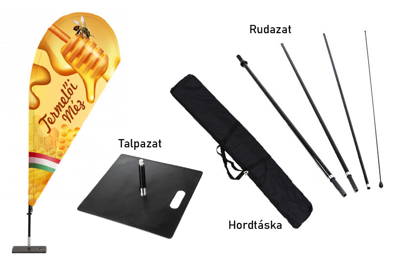 Méz csepp alakú beachflag lemeztalppal