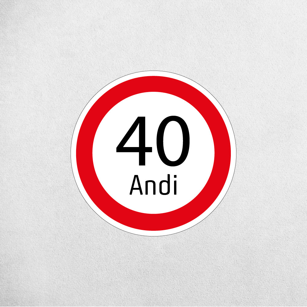 EGYEDI SEBESSÉGKORLÁTOZÓ TÁBLA A SAJÁT NEVEDDEL "40"