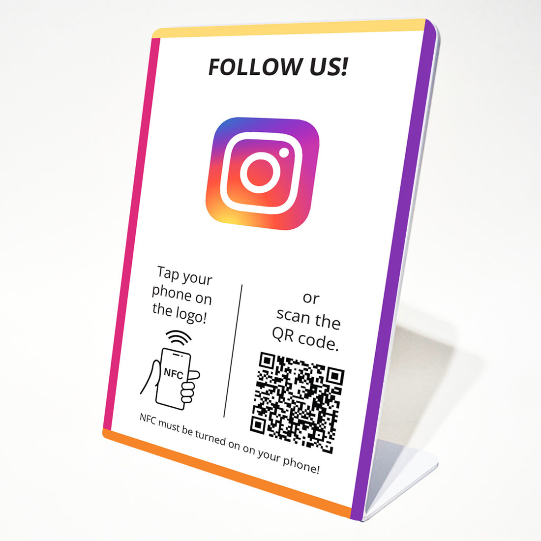 Instagram Követőgyűjtő állvány NFC-vel és QR kód leolvasóval - angol nyelvű
