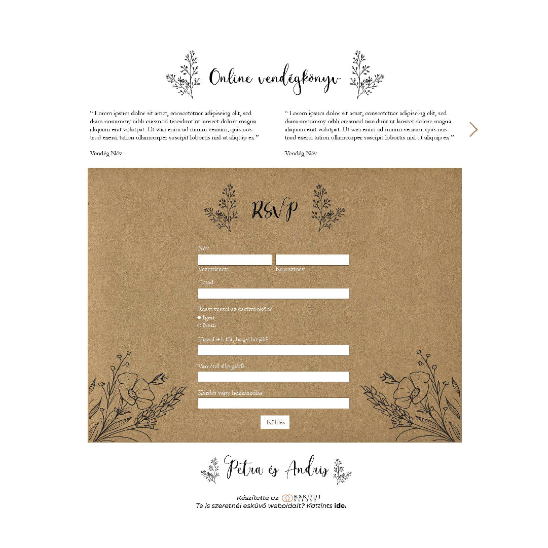 Esküvői weblap - Vidéki érzés