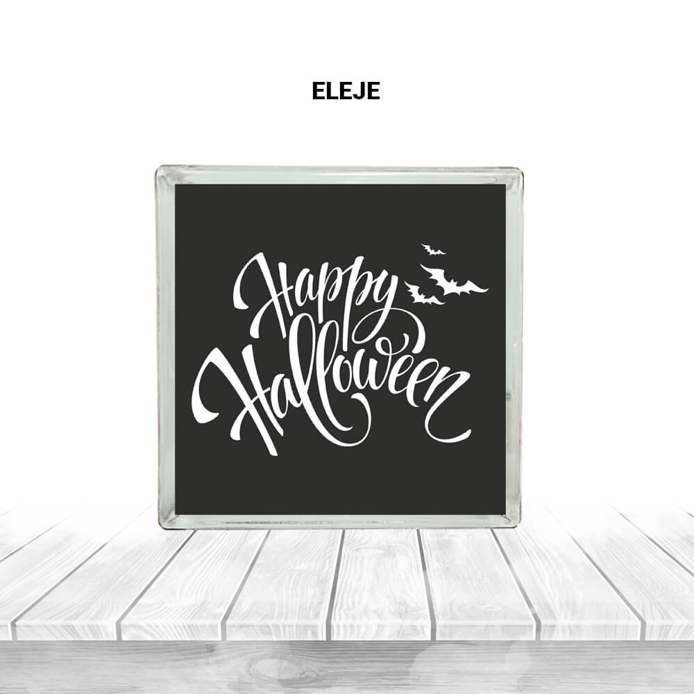 HAPPY HALLOWEEN BLACK ÜVEGTÉGLA